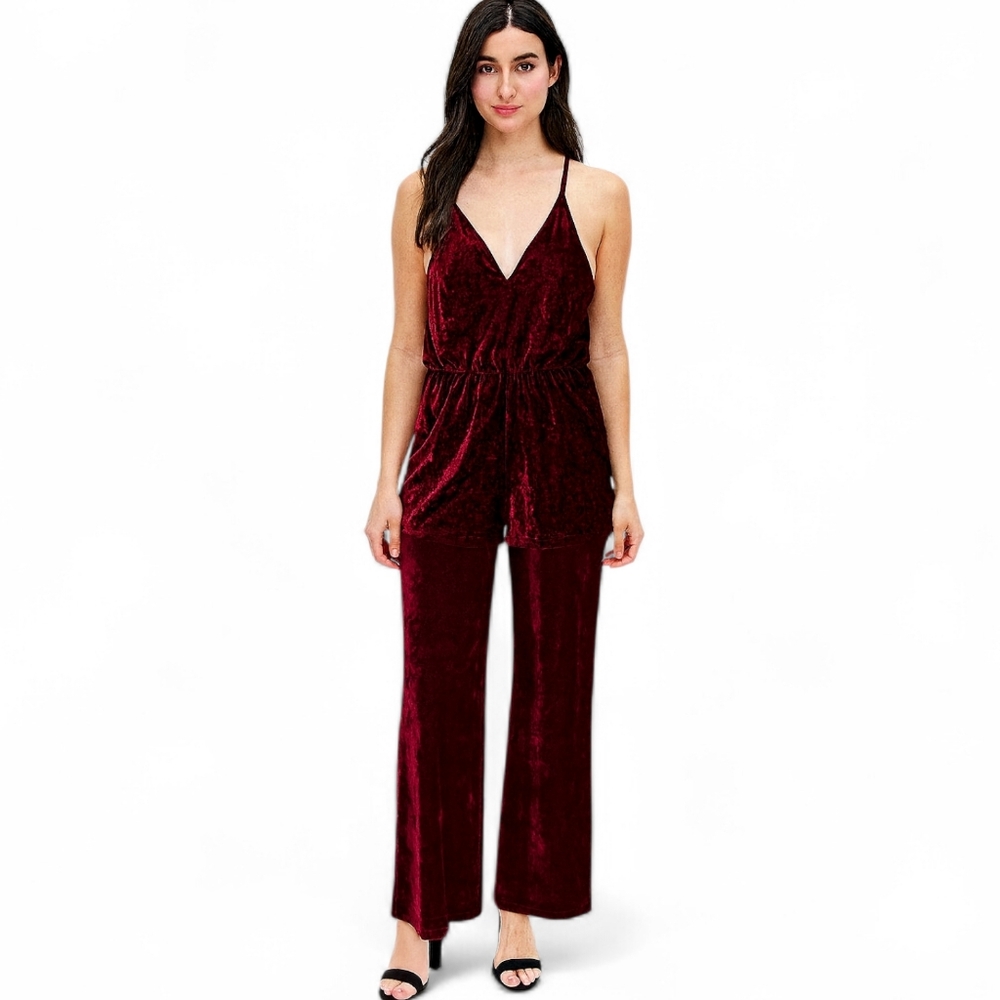 SIENNA SKY Deep Purple Velvet Romper Medium Formal Christmas Holidays Winter